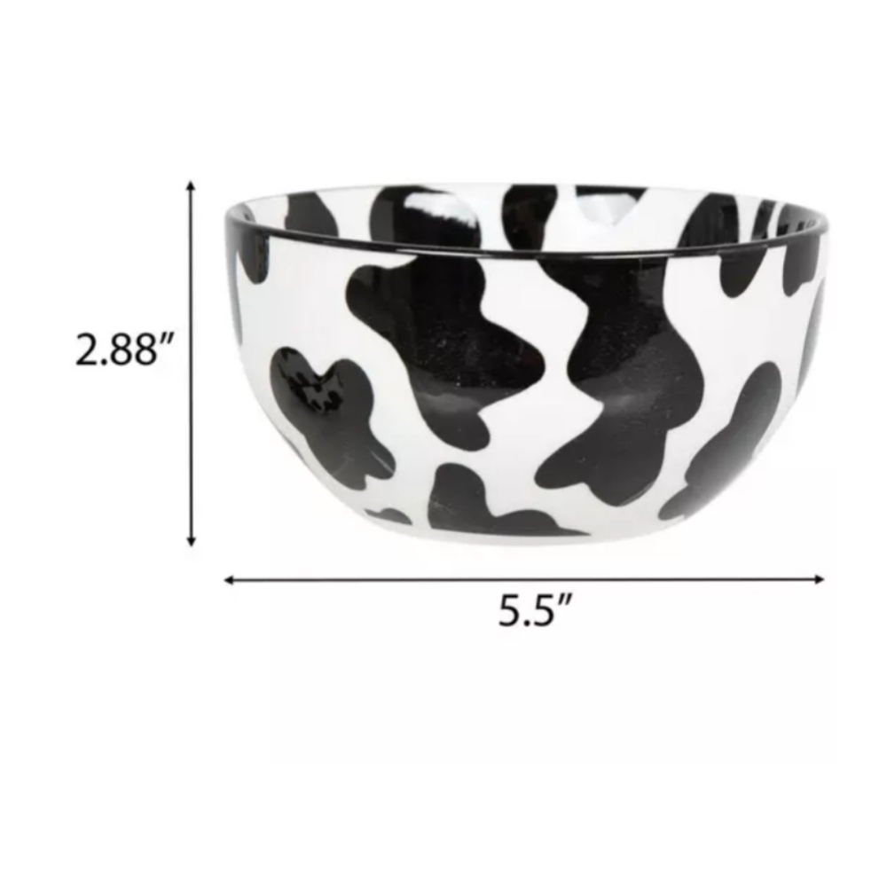 Cow Print Ceramic Bowl Set Of Four - Picture 2 of 2